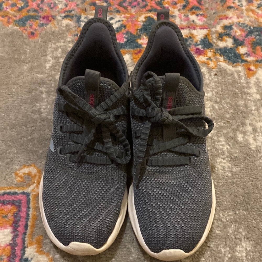 Adidas Neo Cloudform Memory Footbed gray leather knit fabric sneakers 7.5